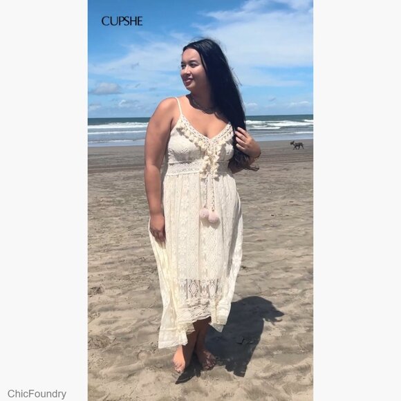 Sleeveless Lace Maxi Dress with Tassel Detail, Adjustable Straps, Smocked Back - Picture 7 of 7